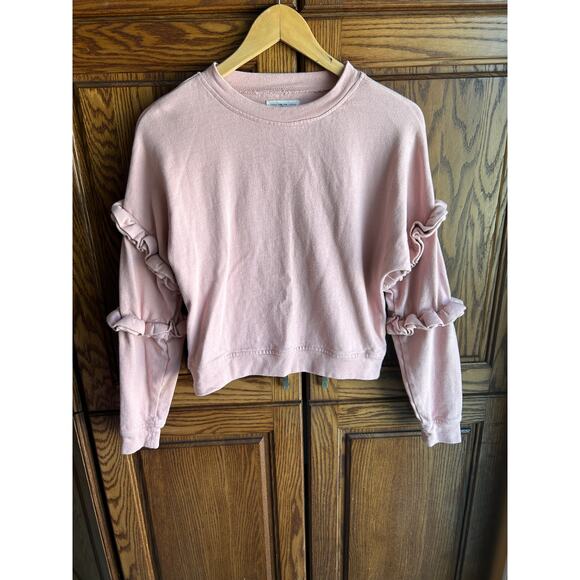 For the Republic Pink Ruffle Sleeve Sweatshirt XS - Picture 3 of 8